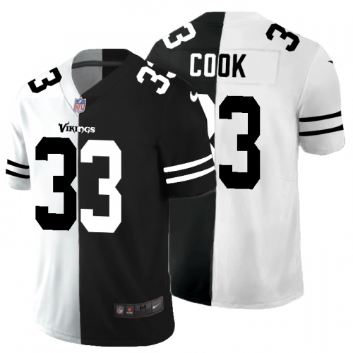 Minnesota Minnesota Vikings #33 Dalvin Cook Men's Black V White Peace Split Vapor Untouchable Limited Jersey Men's