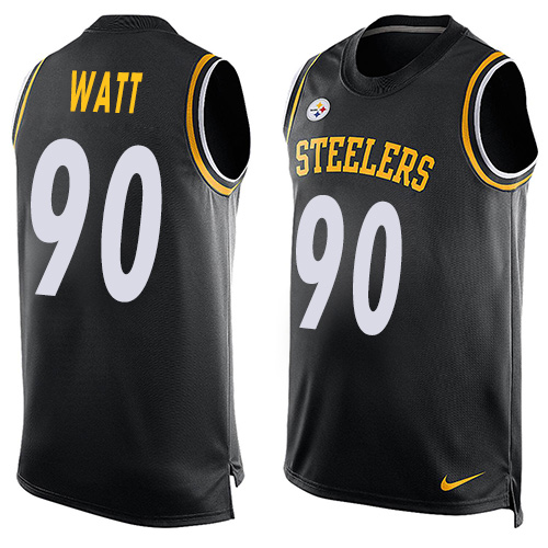 Steelers #90 T. J. Watt Black Team Color Men's Stitched Limited Tank Top Jersey