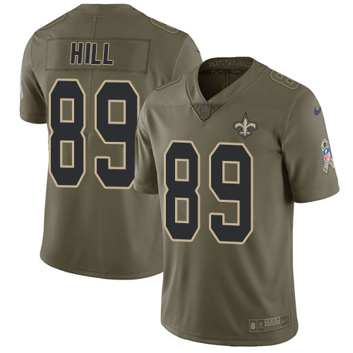 New Orleans Saints #89 Josh Hill Olive Youth Stitched Limited 2017 Salute to Service Jersey Youth