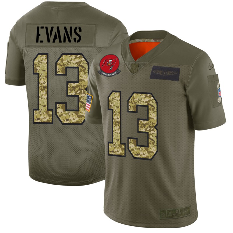 Tampa Bay Buccaneers #13 Mike Evans Men's 2019 Olive Camo Salute To Service Limited Jersey