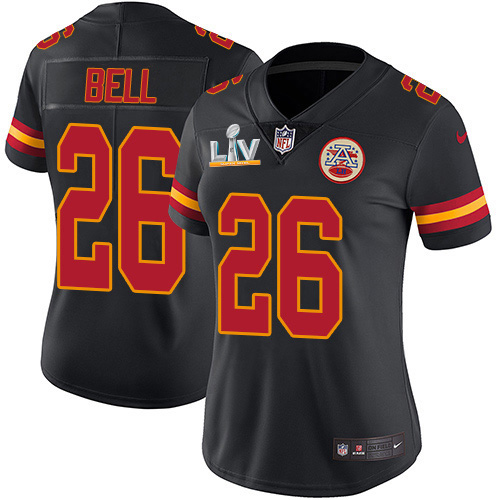 Kansas City Chiefs #26 Le'Veon Bell Black Women's Super Bowl LV Bound Stitched Limited Rush Jersey Womens