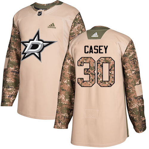 Adidas Dallas Stars #30 Jon Casey Camo Authentic 2017 Veterans Day Stitched Jersey Men's
