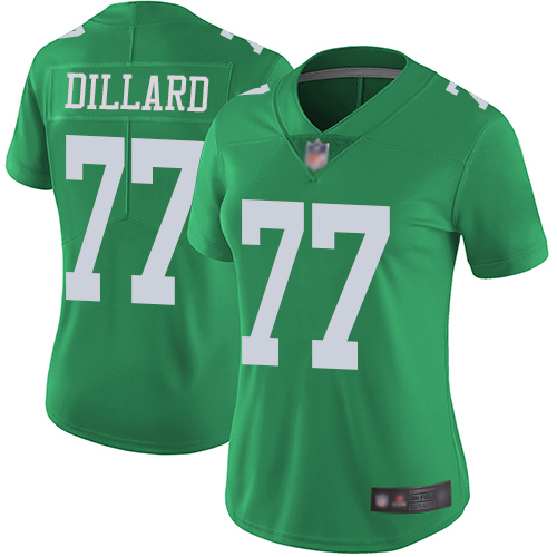 Philadelphia Eagles #77 Andre Dillard Green Women's Stitched Limited Rush Jersey Womens