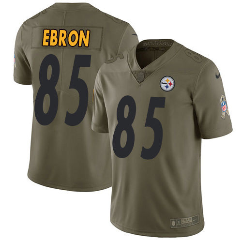 Pittsburgh Steelers #85 Eric Ebron Olive Men's Stitched Limited 2017 Salute To Service Jersey Men's