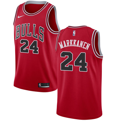 Chicago Bulls #24 Lauri Markkanen Red Womens Swingman Icon Edition Jersey Womens