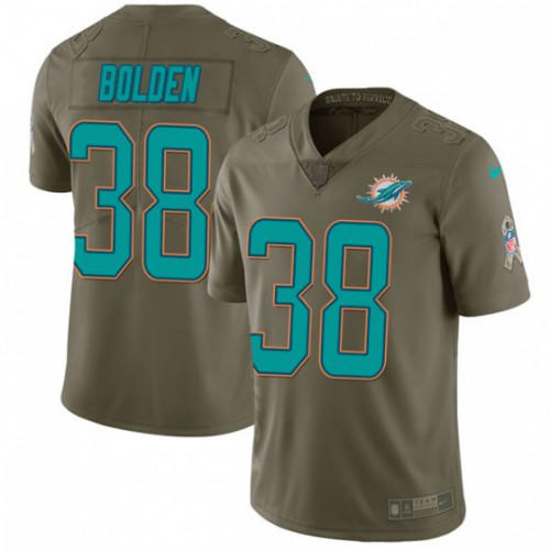 Miami Dolphins #38 Brandon Bolden Olive Men's Stitched Limited 2017 Salute To Service Jersey Men's