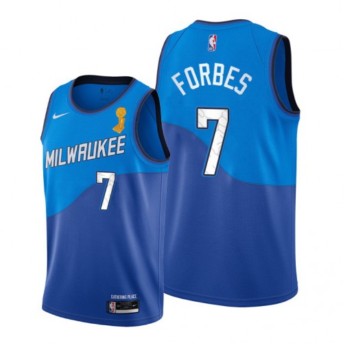 Milwaukee Bucks #7 Bryn Forbes Womens 2021 Finals Champions City Edition Jersey Blue Womens