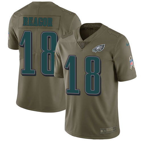 Philadelphia Eagles #18 Jalen Reagor Olive Youth Stitched Limited 2017 Salute To Service Jersey Youth