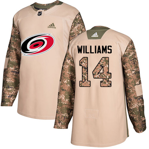 Adidas Carolina Hurricanes #14 Justin Williams Camo Authentic 2017 Veterans Day Stitched Youth Jersey Youth