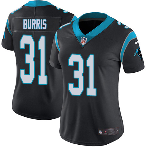 Carolina Panthers #31 Juston Burris Black Team Color Women's Stitched Vapor Untouchable Limited Jersey Womens