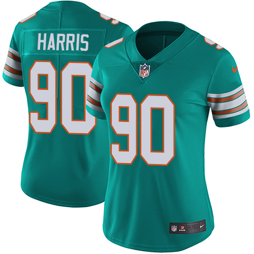 Miami Dolphins #90 Charles Harris Aqua Green Alternate Women's Stitched Vapor Untouchable Limited Jersey Womens