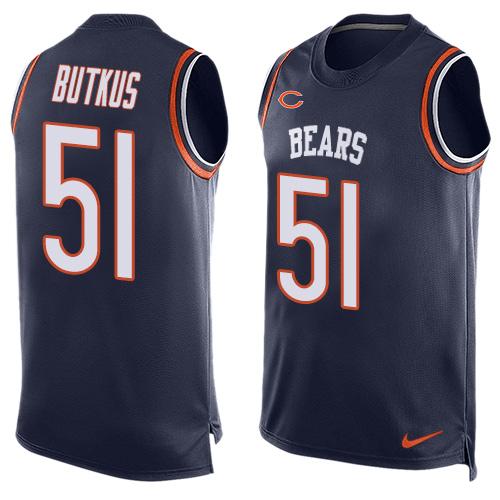 Bears #51 Dick Butkus Navy Blue Team Color Men's Stitched Limited Tank Top Jersey