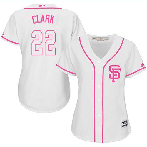 San Francisco Giants #22 Will Clark White/Pink Fashion Women's Stitched Jersey Womens