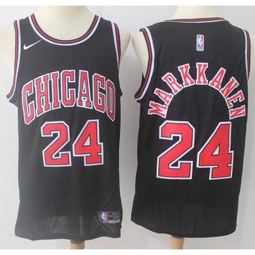 Chicago Bulls #24 Lauri Markkanen Black Swingman Statement Edition Jersey Mens