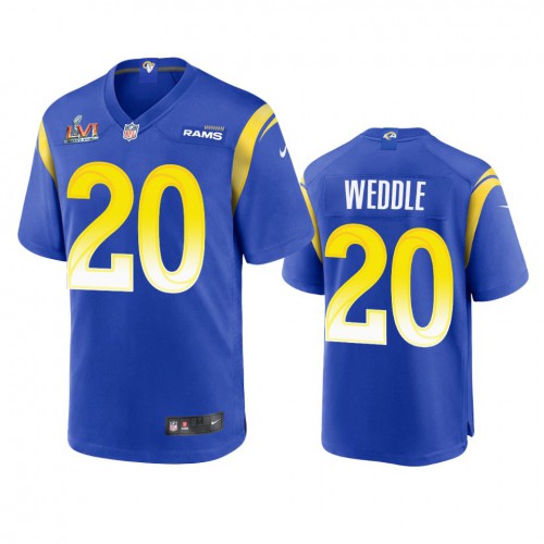 Los Angeles Los Angeles Rams #20 Eric Weddle Men's Super Bowl LVI Patch Game Jersey - Royal Men's