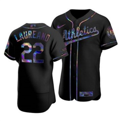 Oakland Oakland Athletics #22 Ramon Laureano Men's Iridescent Holographic Collection Jersey - Black Men's