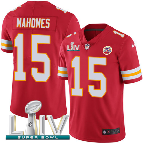 Chiefs #15 Patrick Mahomes Red Super Bowl LIV 2020 Team Color Men's Stitched Vapor Untouchable Limited Jersey