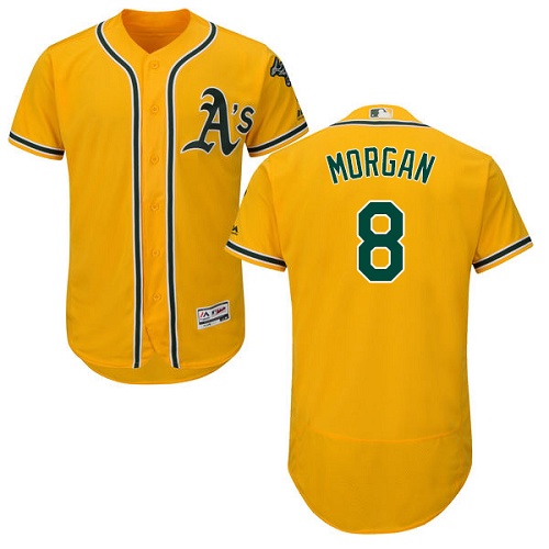 Oakland Athletics #8 Joe Morgan Gold Flexbase Authentic Collection Stitched Jersey Men's