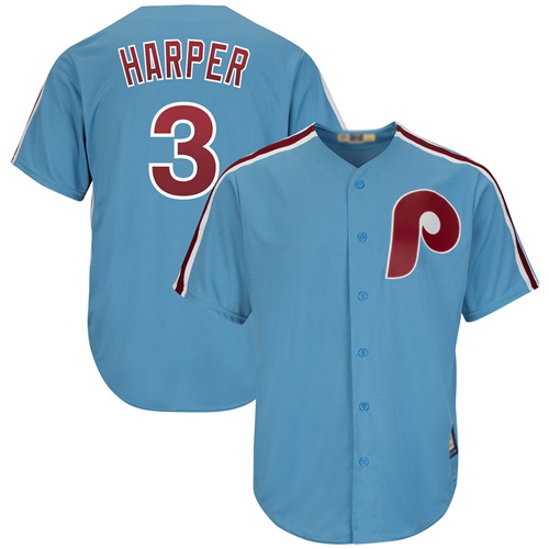 Philadelphia Phillies #3 Bryce Harper Light Blue New Cool Base Cooperstown Stitched Jersey Men's