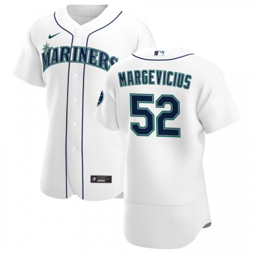 Seattle Seattle Mariners #52 Nick Margevicius Men's White Home 2020 Authentic Player Jersey Men's