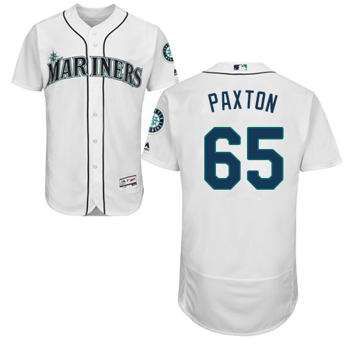 Seattle Mariners #65 James Paxton White Flexbase Authentic Collection Stitched Jersey Men's