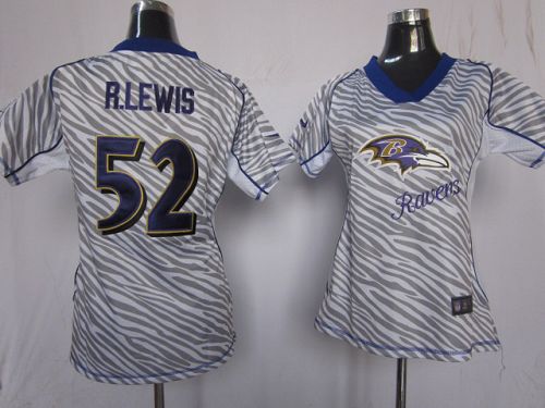 Ravens #52 Ray Lewis Zebra Women's Stitched Elite Jersey