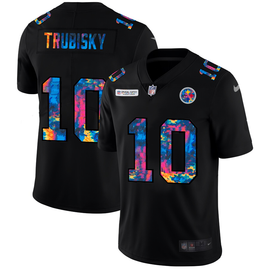 Pittsburgh Steelers #10 Mitchell Trubisky Men's Multi-Color Black 2020 Crucial Catch Vapor Untouchable Limited Jersey