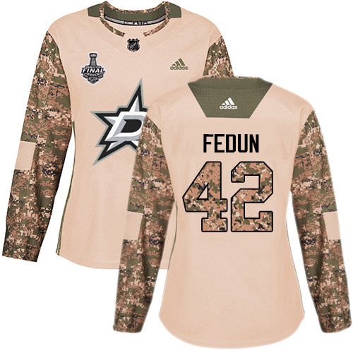 Adidas Dallas Stars #42 Taylor Fedun Camo Authentic 2017 Veterans Day Women's 2020 Stanley Cup Final Stitched Jersey Womens