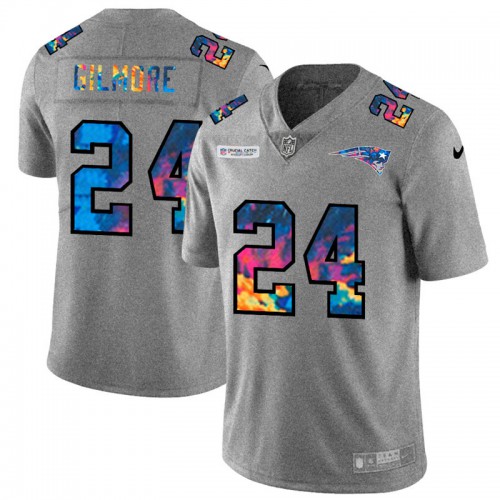 New England New England Patriots #24 Stephon Gilmore Men's Multi-Color 2020 Crucial Catch Jersey Greyheather Men's