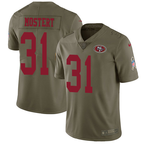 San Francisco 49ers #31 Raheem Mostert Olive Men's Stitched Limited 2017 Salute To Service Jersey Men's