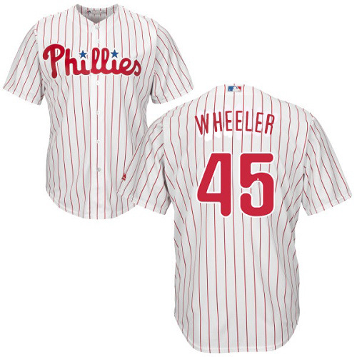 Philadelphia Phillies #45 Zack Wheeler White(Red Strip) New Cool Base Stitched Jersey Men's
