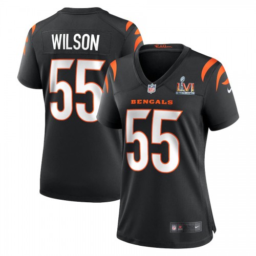 Cincinnati Bengals #55 Logan Wilson Black Super Bowl LVI Patch Women's Game Jersey Womens