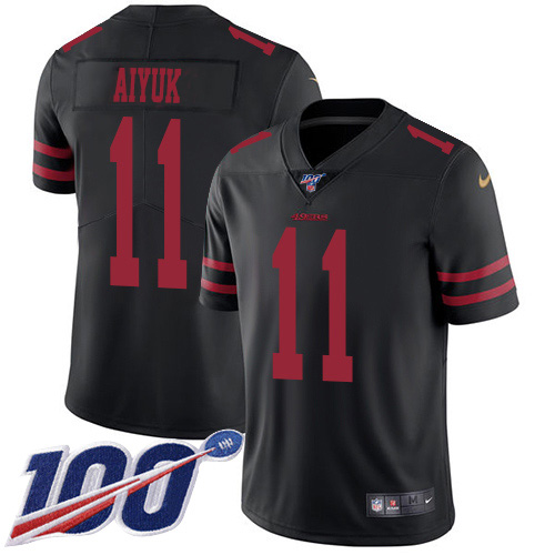 San Francisco 49ers #11 Brandon Aiyuk Black Alternate Men's Stitched 100th Season Vapor Untouchable Limited Jersey Men's