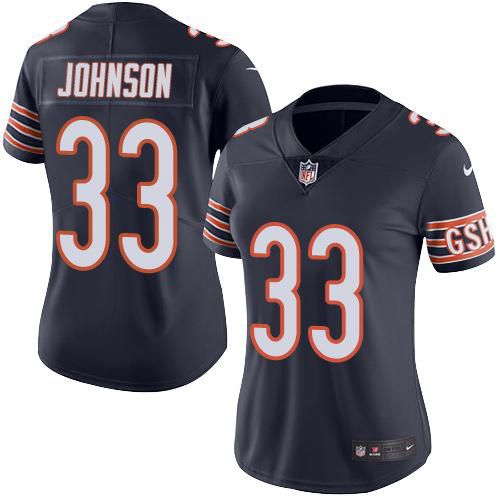 Chicago Bears #33 Jaylon Johnson Navy Blue Team Color Women's Stitched Vapor Untouchable Limited Jersey Womens