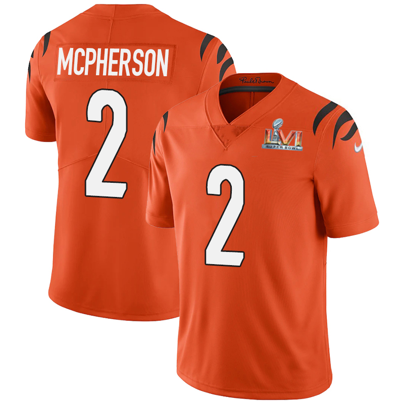 Cincinnati Bengals ##2 Evan McPherson Orange Super Bowl LVI Patch Youth Alternate Vapor Limited Jersey