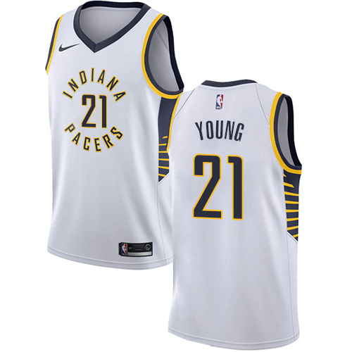 Indiana Pacers #21 Thaddeus Young White Swingman Association Edition Jersey Mens