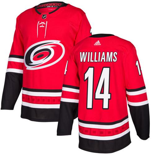 Adidas Carolina Hurricanes #14 Justin Williams Red Home Authentic Stitched Jersey Men's