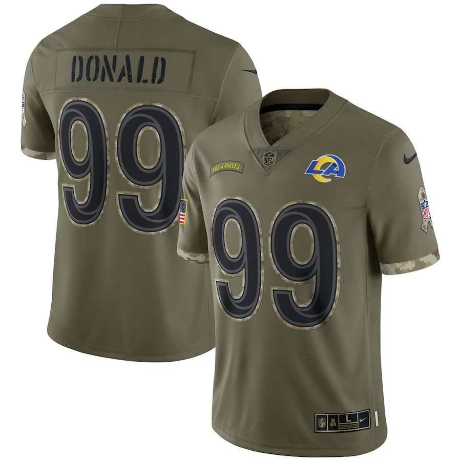 Los Angeles Rams #99 Aaron Donald Men's 2022 Salute To Service Limited Jersey - Olive
