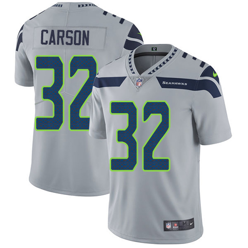 Seattle Seahawks #32 Chris Carson Grey Alternate Men's Stitched Vapor Untouchable Limited Jersey Men's