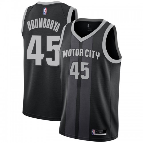 Detroit Pistons #45 Sekou Doumbouya Black Womens Swingman City Edition 2018/19 Jersey Womens