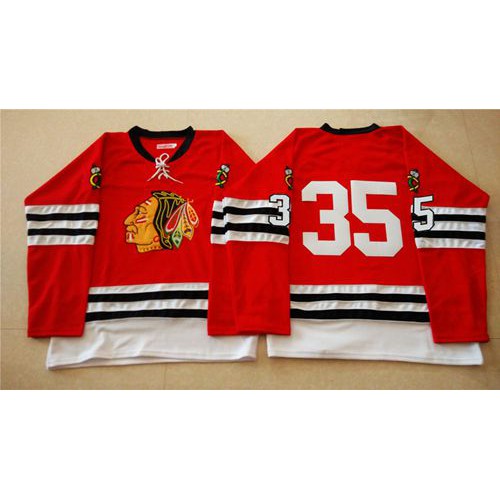 Mitchell And Ness 1960-61 Chicago Blackhawks #35 Tony Esposito Red Stitched Jersey Men's