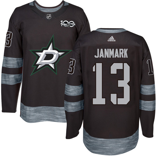 Adidas Dallas Stars #13 Mattias Janmark Black 1917-2017 100th Anniversary Stitched Jersey Men's