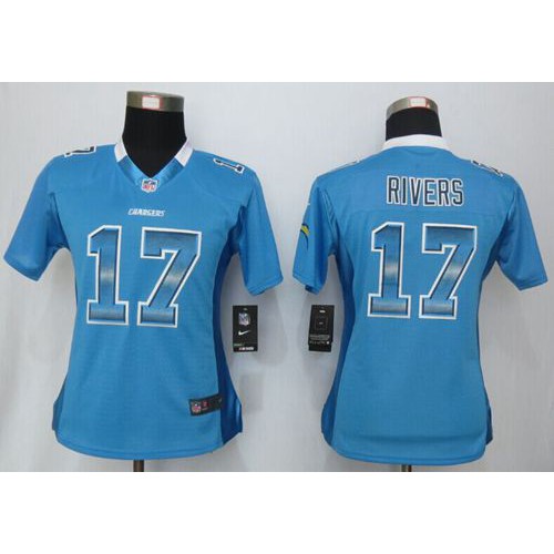 Los Angeles Chargers #17 Philip Rivers Electric Blue Alternate Women's Stitched Elite Strobe Jersey Womens