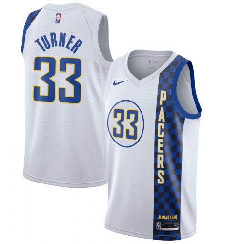 Mens Indiana Indiana Pacers #33 Myles Turner White 2019-20 Finished City Edition Swingman Jersey Mens