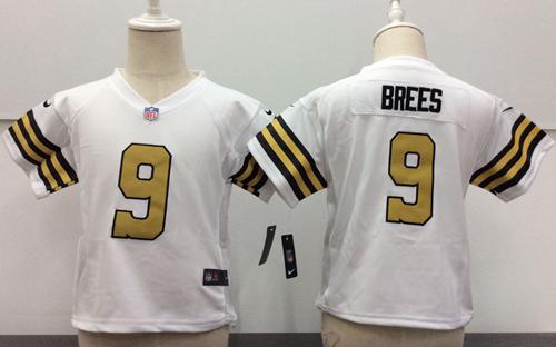 Toddler Saints #9 Drew Brees White Rush Stitched Elite Jersey