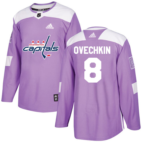 Adidas Washington Capitals #8 Alex Ovechkin Purple Authentic Fights Cancer Stitched Jersey Men's