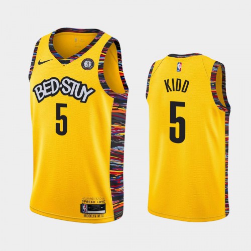 Brooklyn Brooklyn Nets #5 Jason Kidd Mens Yellow 2019-20 City Edition Jersey Mens