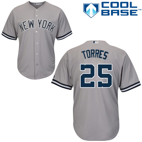 New York Yankees #25 Gleyber Torres Grey Cool Base Stitched Youth Jersey Youth