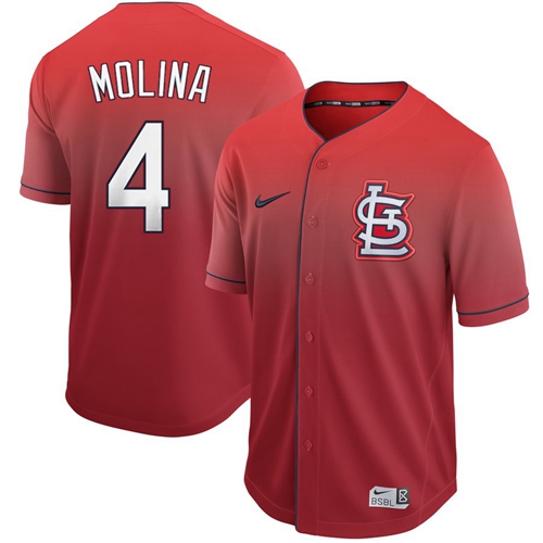 St.Louis Cardinals #4 Yadier Molina Red Fade Authentic Stitched Jersey Men's