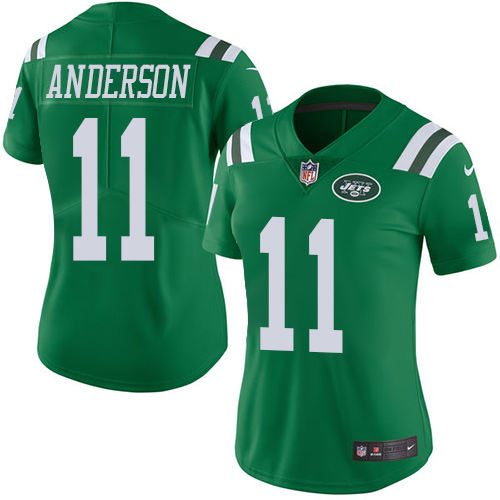 New York Jets #11 Robby Anderson Green Women's Stitched Limited Rush Jersey Womens